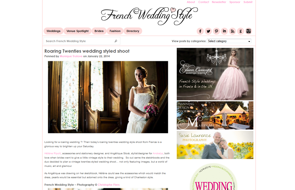 Robe de mariée années 20 dans French wedding style blog
