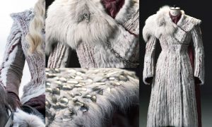 magnifiques détails du manteau en fourrure de daenerys